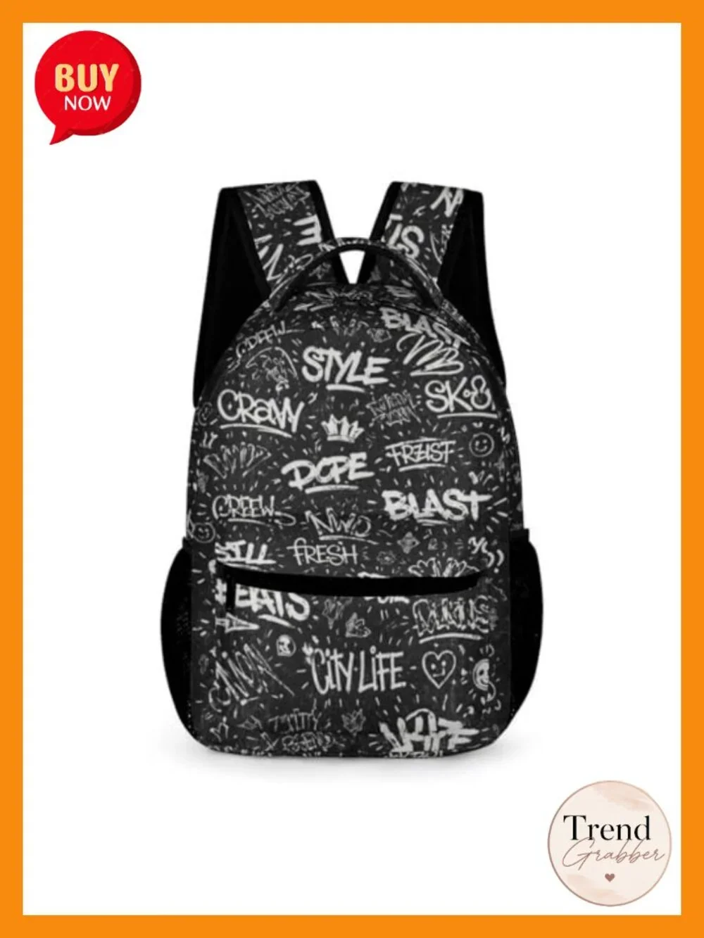 Graffiti Backpack Large Capacity Water-Resistant Oxford Fabric Adjustable Straps